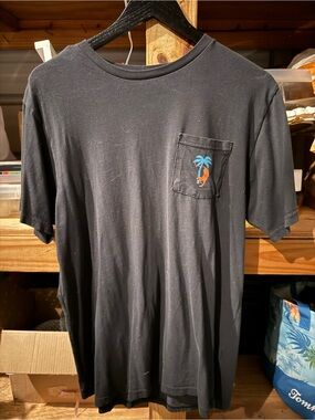 Billabong Black Short Sleeve Pocket Tee with Palm & Surf Patch